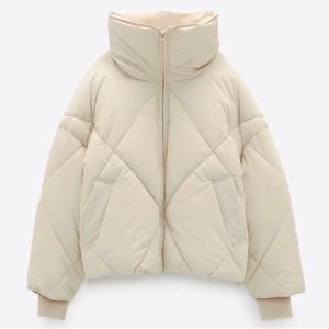 Zara Elastic Trim Padded Jacket Coat size small